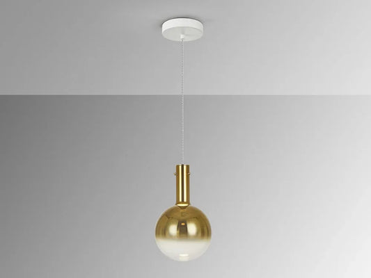 Pendul din Metal Alb si Sticla Auriu H200xD20cm Matices
