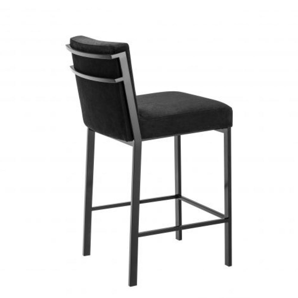 Scaun de insula tapitat cu Catifea Negru cu picioare din Metal Gri H91xL43xA54cm Scott
