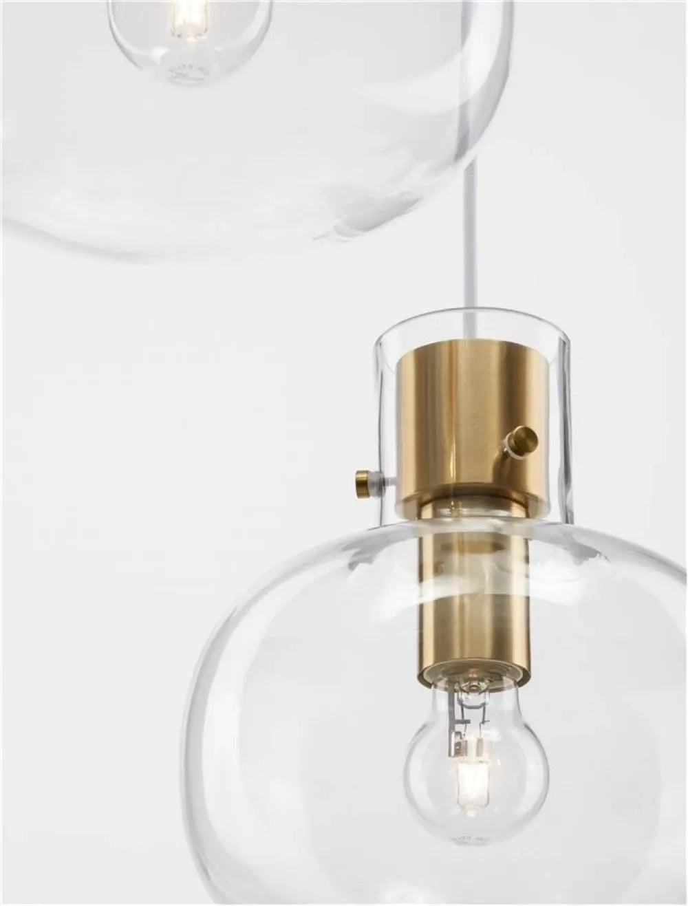 Lustra structura din Metal Alama si abajur din Sticla Transparent H178xL30cm IP20 CINZIA