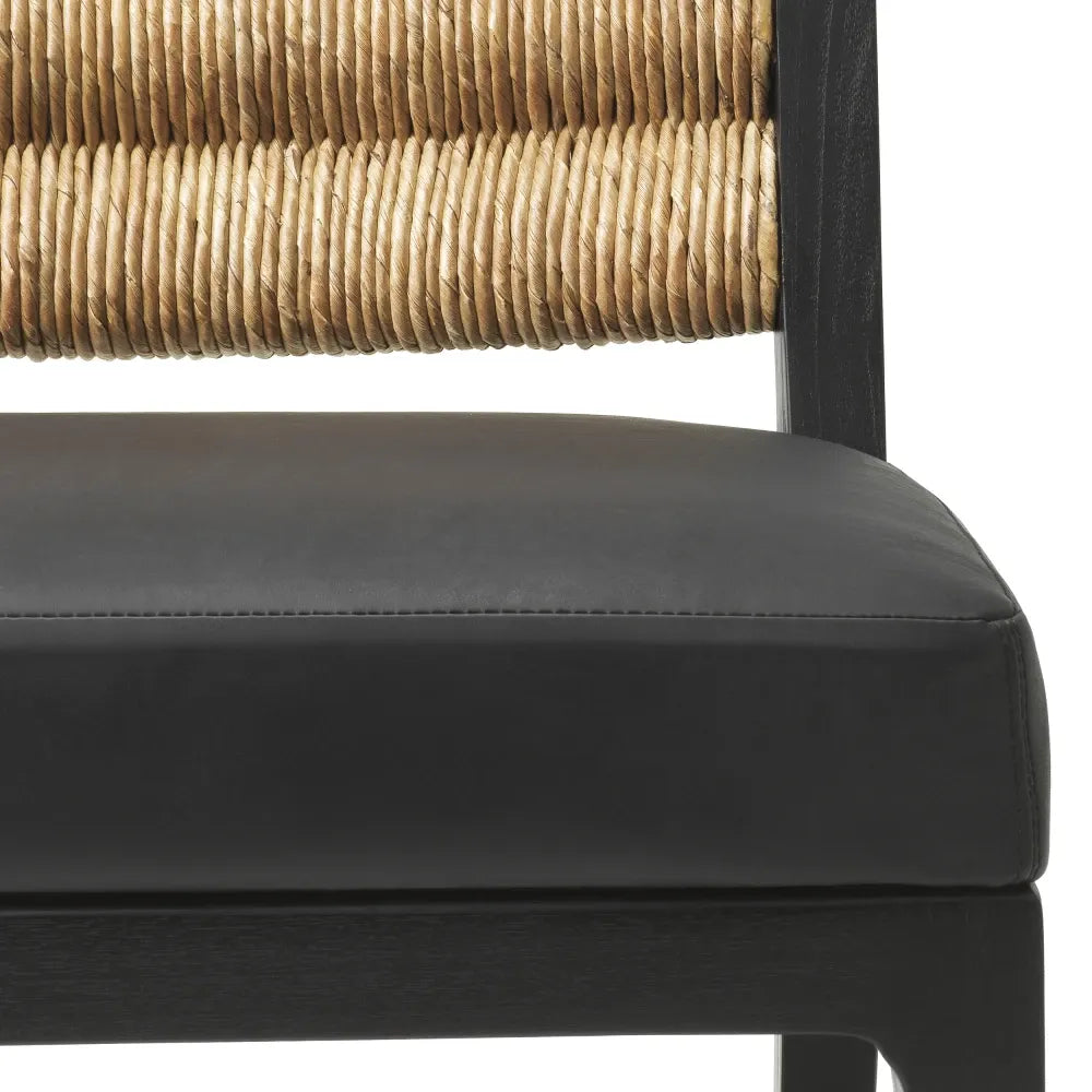 Scaun tapitat cu Piele Negru L56xA63xH85cm Luberon Eichholtz