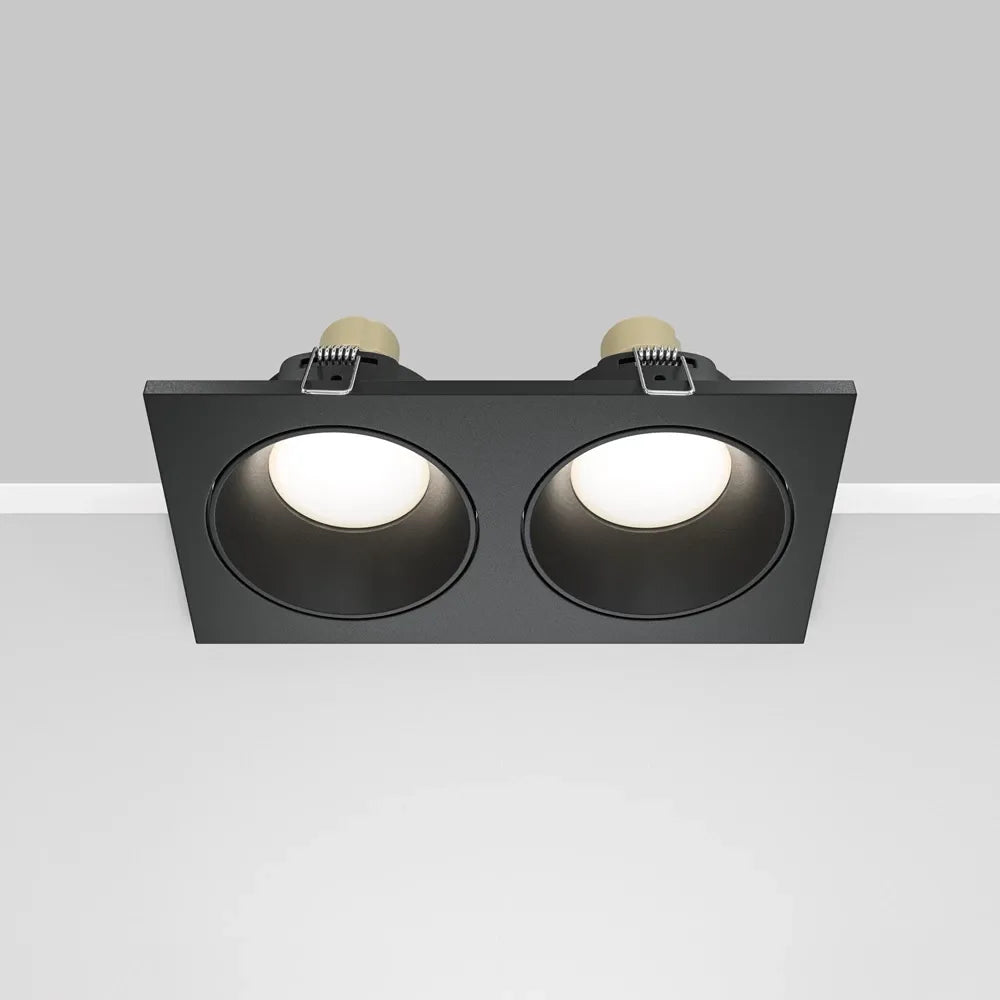 Spot incastrat dublu din Aluminiu Negru H4xL17cm IP 65 GU10 50W Zoom