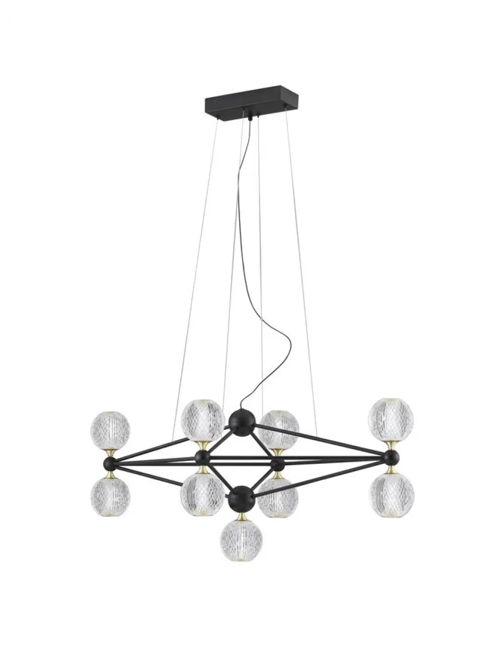 Candelabru structura din Aluminiu Negru si abajur din Acrilic Transparent H120xL96cm IP20 42W 2238lm 3000k BELINDA