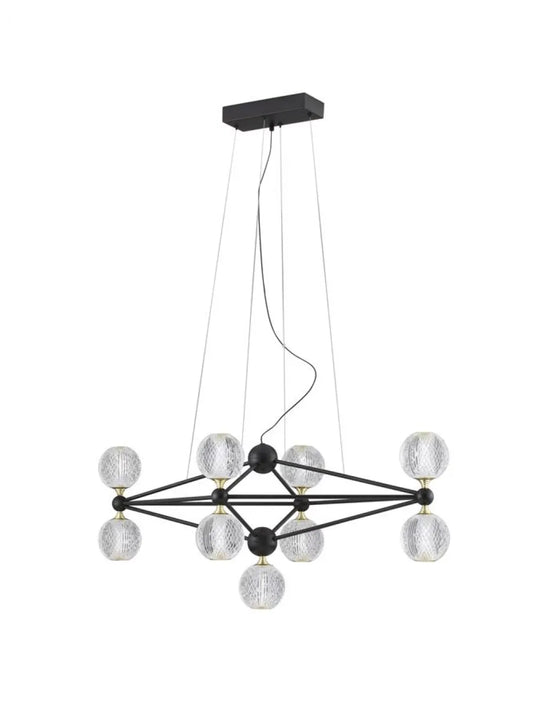 Candelabru structura din Aluminiu Negru si abajur din Acrilic Transparent H120xL96cm IP20 42W 2238lm 3000k BELINDA