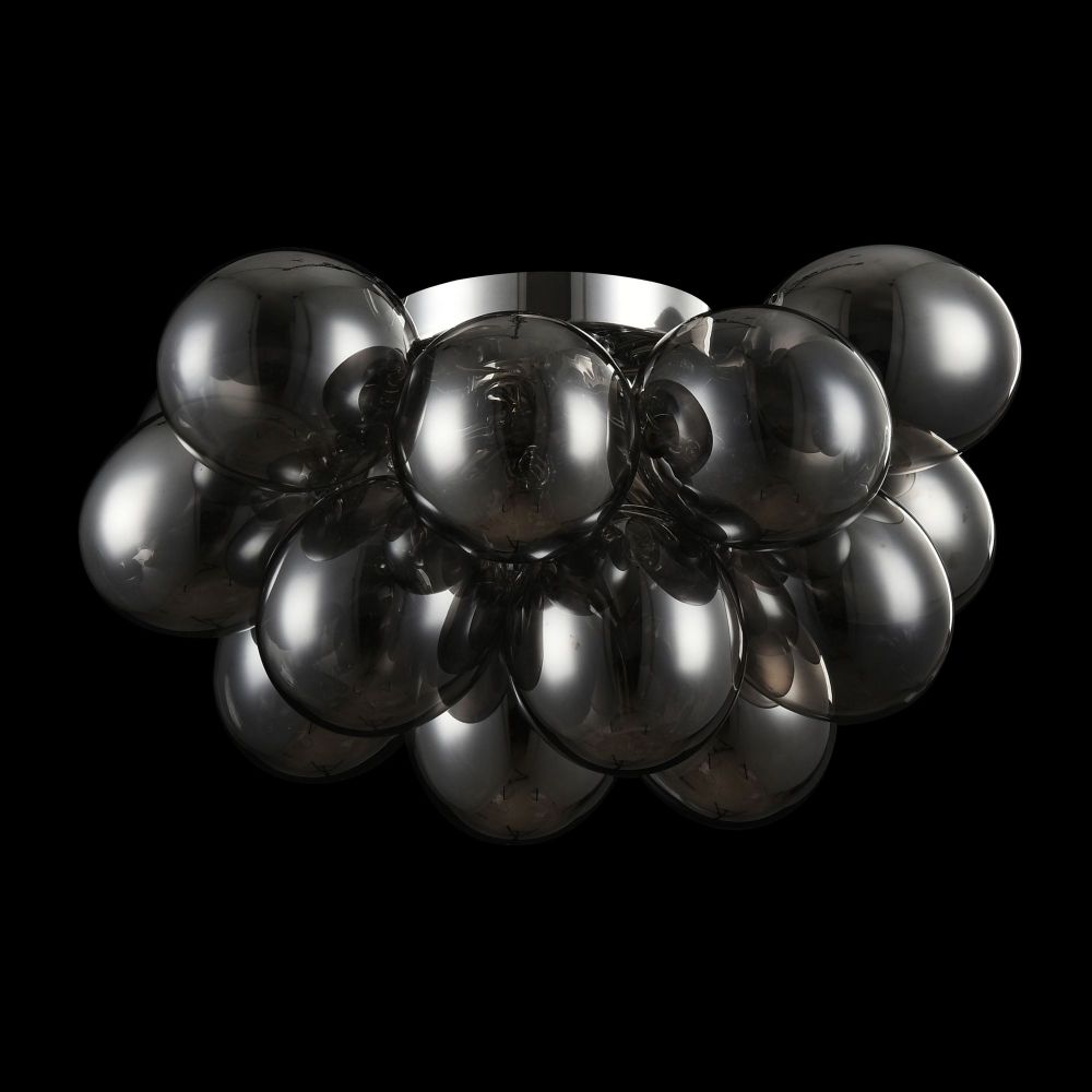 Candelabru Rotund din Metal si Sticla Argintiu/Negru Balbo D38xH25cm