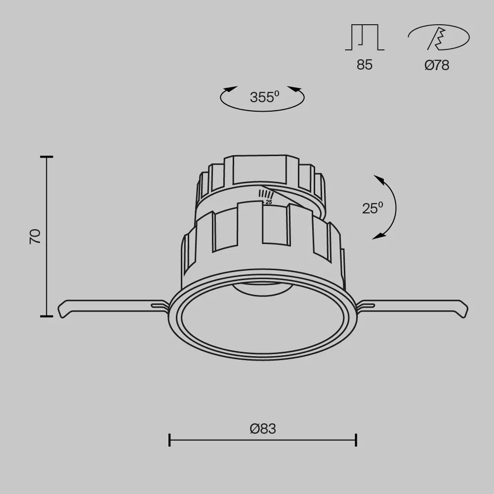 Spot incastrat din Aluminiu/plastic Alb H7xD8.3cm 10W 530lm 3000k Wise