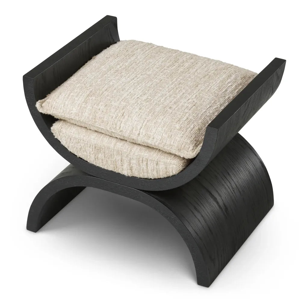 Taburet tapitat cu Stofa Crem L55xA47xH48cm Claybourne Eichholtz