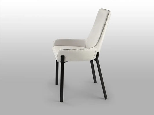 Scaun din Metal Negru si Textil Alb L55xH87cm Diane