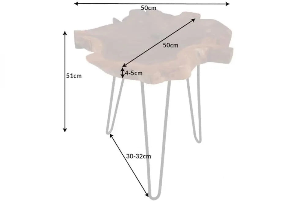 Masuta laterala din Lemn de tec Maro si Metal Negru L50xH51cm Wild