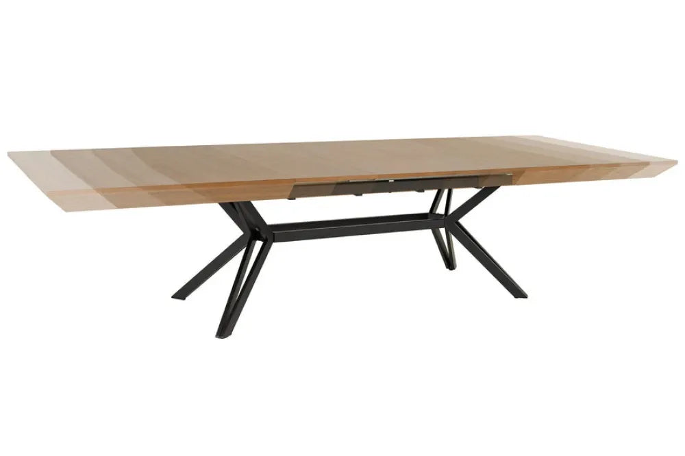 Masa extensibila din MDF/Funir de nuc Maro si Metal Negru L200-320xH76cm GIANT