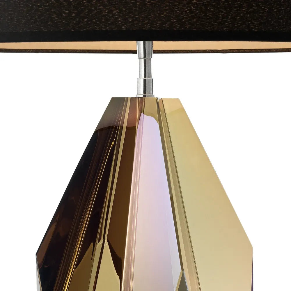 Veioza din Metal/Sticla Argintiu/Auriu amber si Stofa Negru H71.5xD43cm Setai Eichholtz