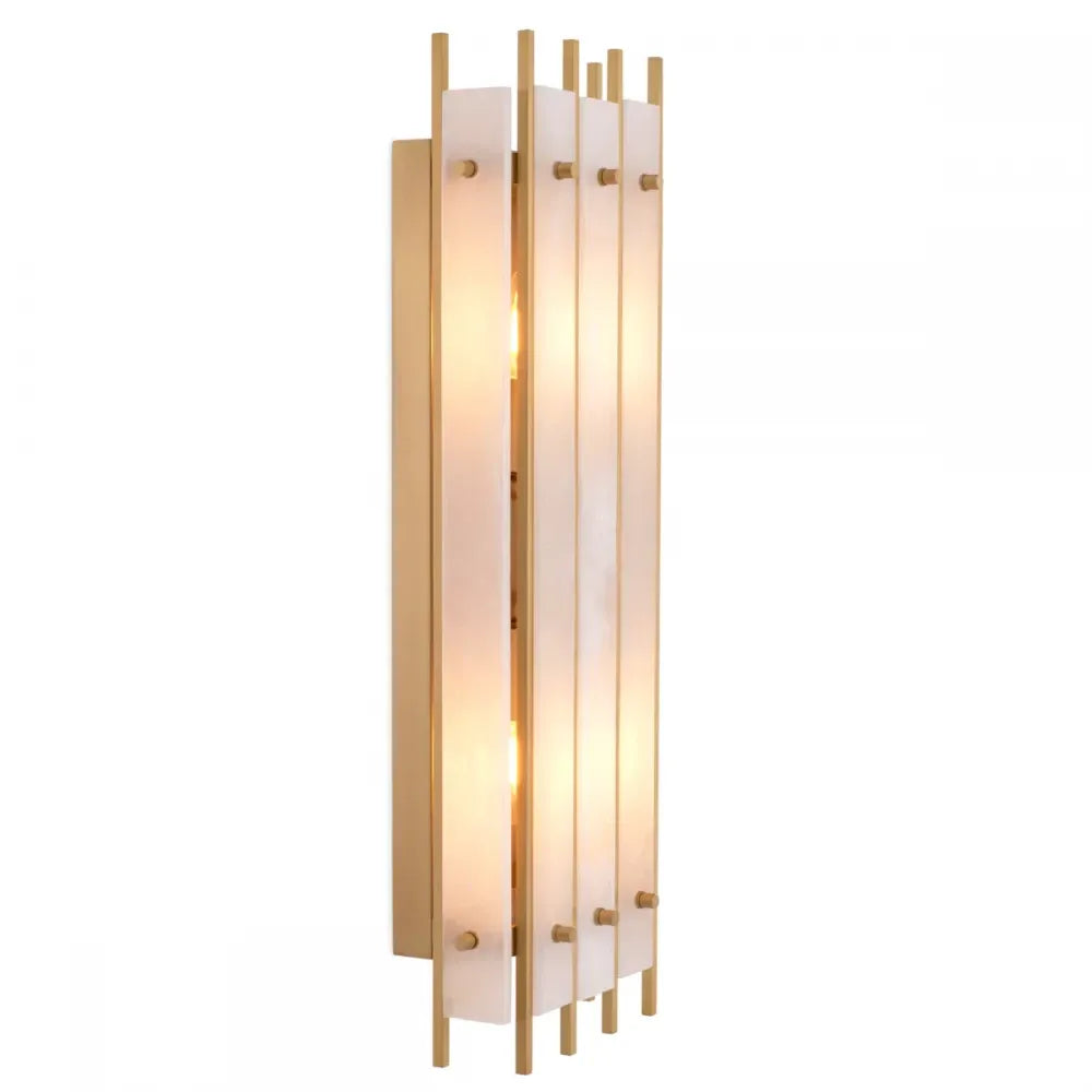 Aplica de perete din Metal Alama atichizata si Alabastru Alb H65xL23cm Sparks L Eichholtz