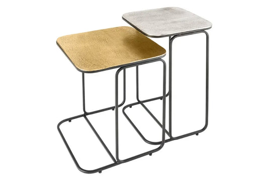 Set 2 masute laterale din Metal Negru/Auriu/argintiu L40xH48cm Abstract