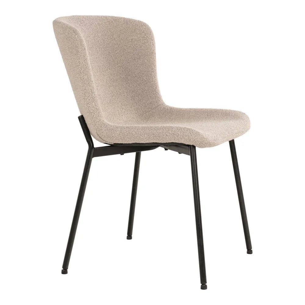 Set 2 scaune din Metal Negru si Stofa boucle Bej H83xL48xA59cm Maceda