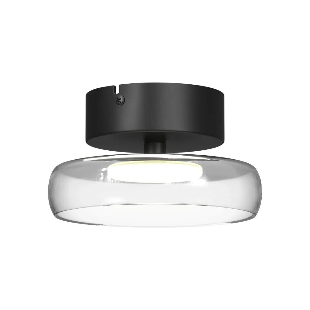 Plafoniera din Metal Negru si Sticla Transparent H11.45xD20cm Float