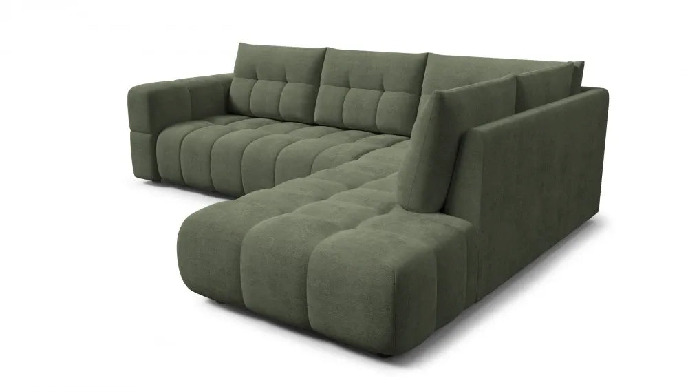 Coltar in forma de L tapitat cu material pet friendly Alias verde L291 x 219cm