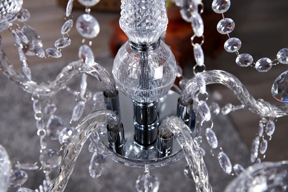 Candelabru din Metal Argintiu si Acrilic Transparent D53xH54cm Diamonds