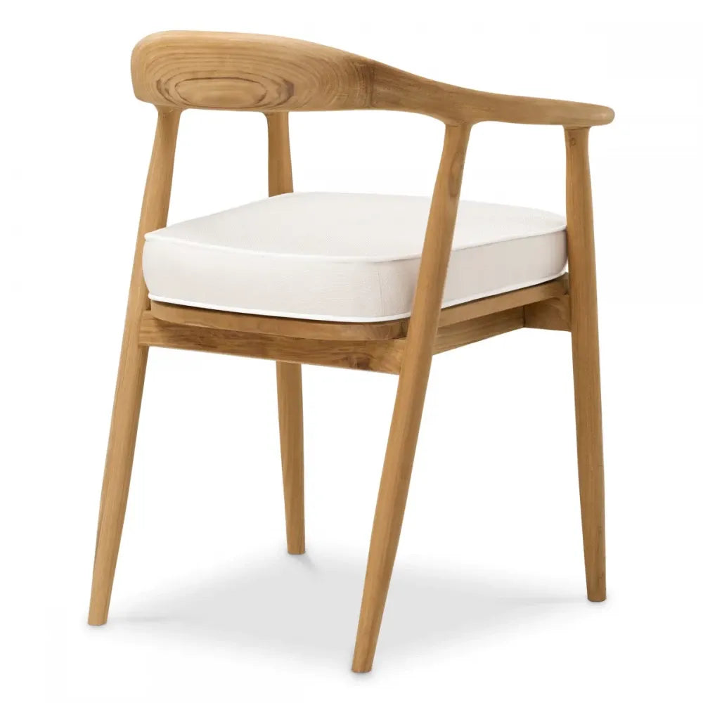 Scaun de exterior din Lemn de tec Maro si Stofa Alb H77.5xL58xA56cm Beale Eichholtz