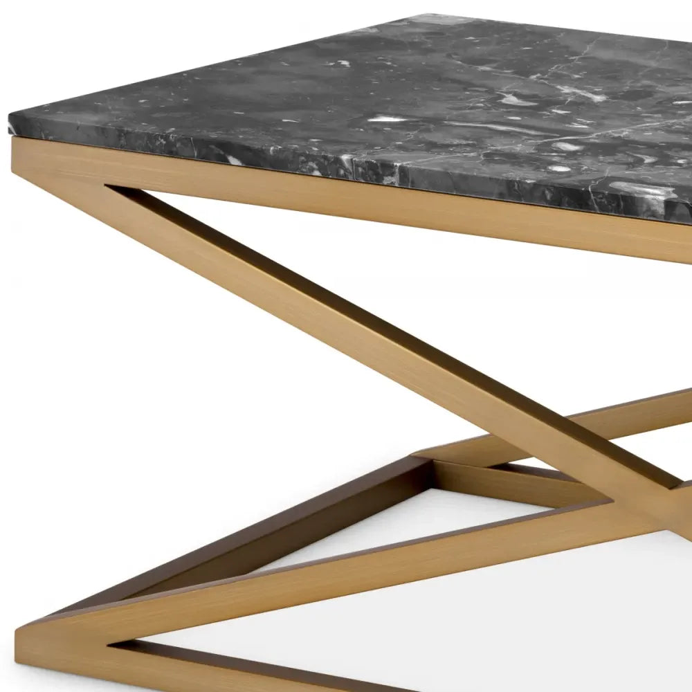 Masuta de cafea Dreptunghiulara din Otel inoxidabil Alama si Marmura Gri L120xl70cm Criss Cross Eichholtz