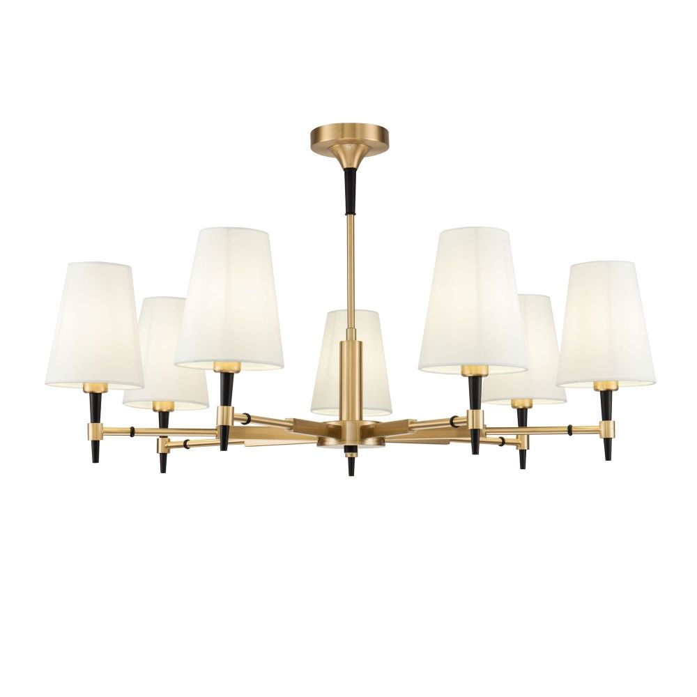 Candelabru rotund din Textil Alb cu 7 becuri D88xH51cm Zaragoza