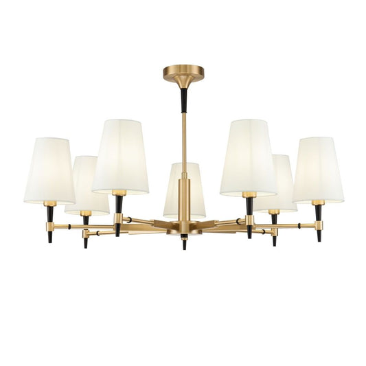 Candelabru rotund din Textil Alb cu 7 becuri D88xH51cm Zaragoza