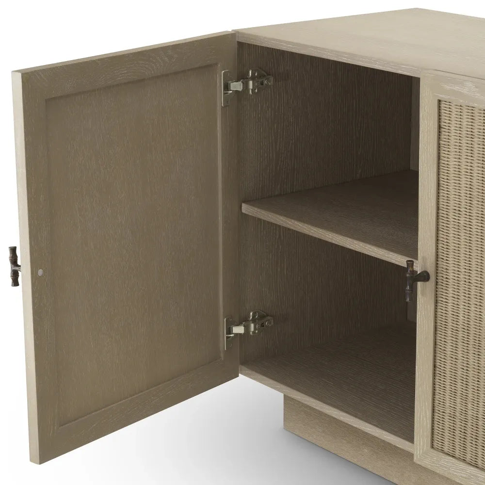 Comoda din Furnir de stejar/Ratan Maro deschis L220xH78cm Borchard Eichholtz