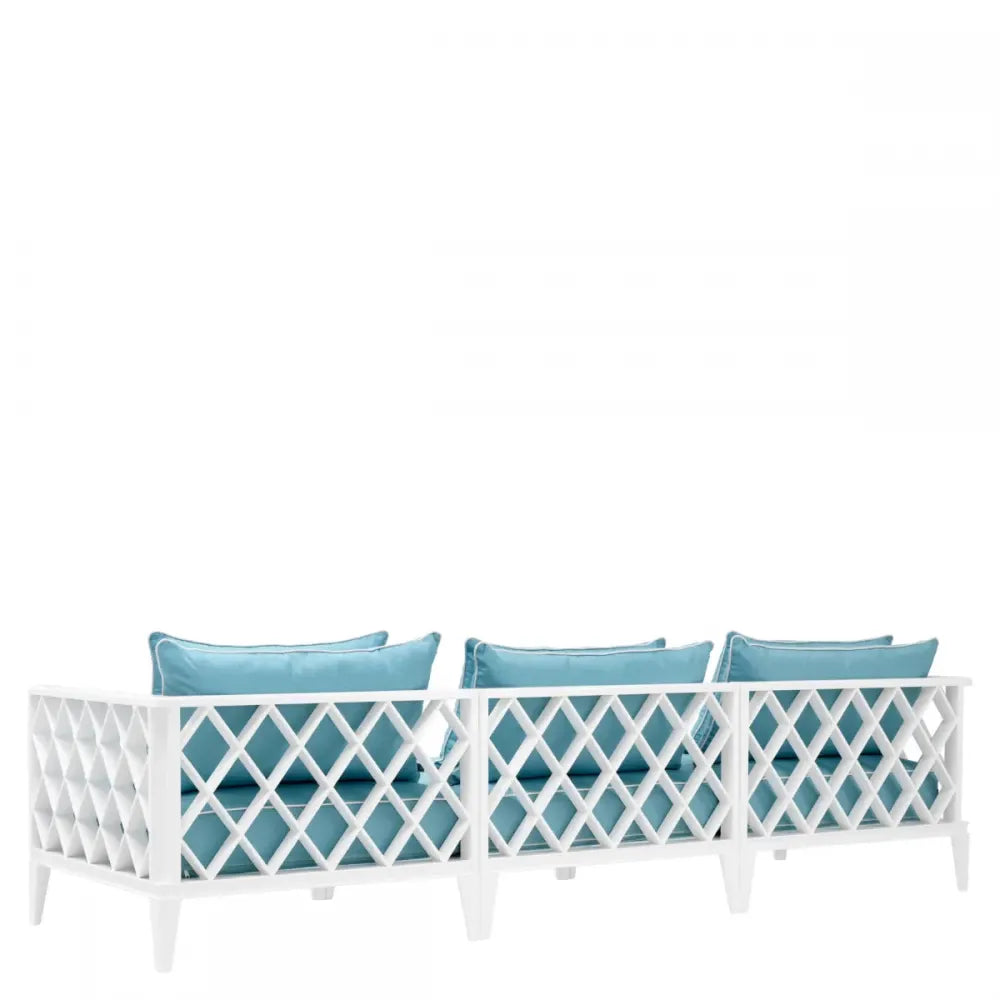Canapea de exterior din Metal Alb si Stofa Albastru H69xL275.5cm Ocean Club Eichholtz