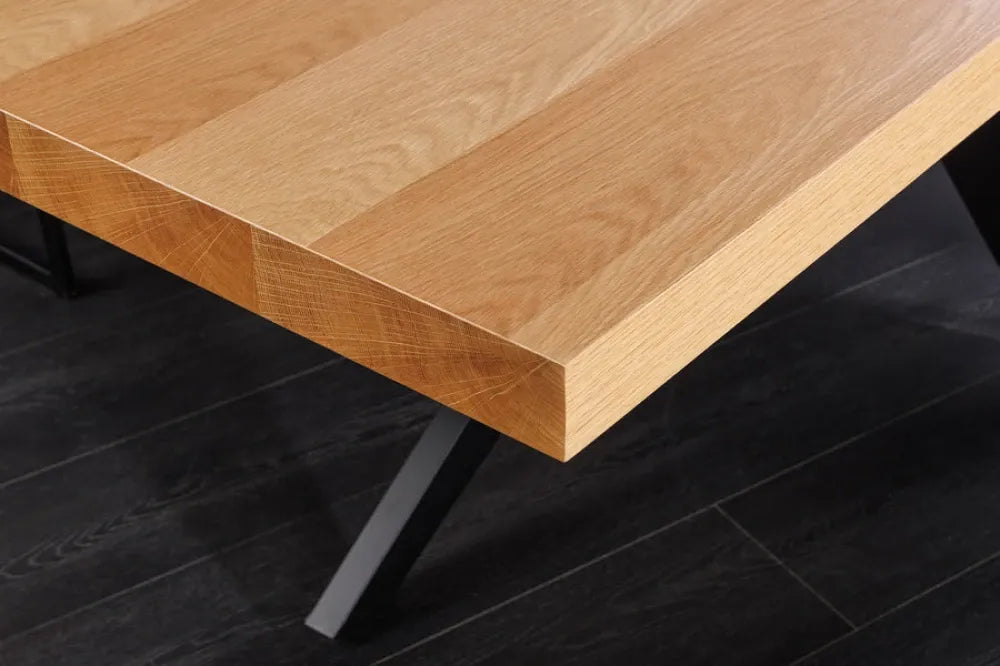 Masa din MDF/Funir de stejar Maro si Metal Negru L240xH76cm ZEUS