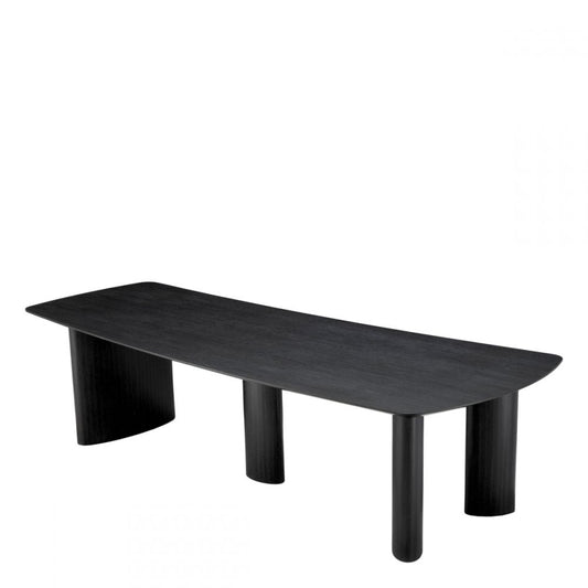 Masa Dreptunghiulara Bergman L Eichholtz din Furnir de stejar Negru de 8-12 persoane L300xH76.5cm