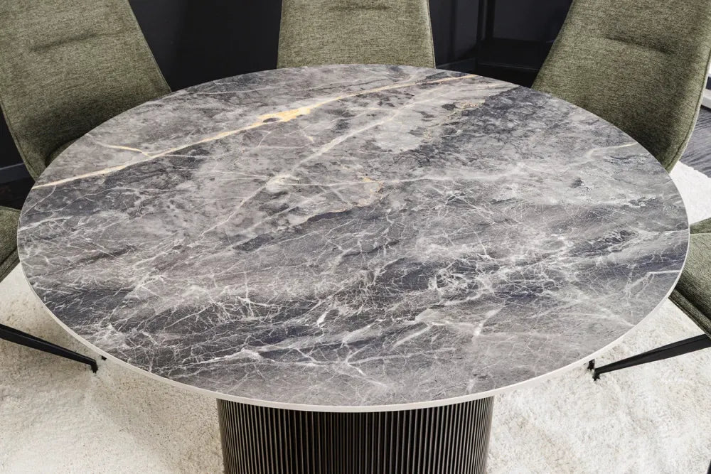Masa din Ceramica Gri cu efect de marmura si MDF Negru D120xH75cm Unique