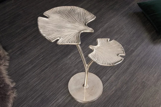 Masuta laterala din Metal Argintiu L52xH61cm Ginkgo leaves