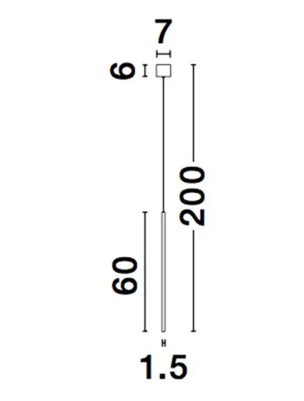 Pendul din Aluminiu Negru H200xL1.5cm IP20 5W 195lm 3000k ELETTRA