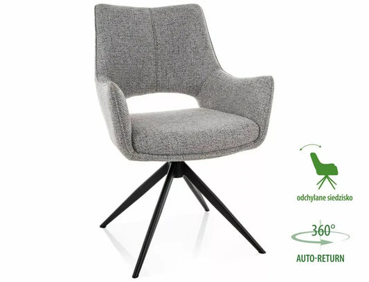 Scaun cu brate rotativ din Stofa Gri si Metal Negru H87xL59xA60cm Fino II