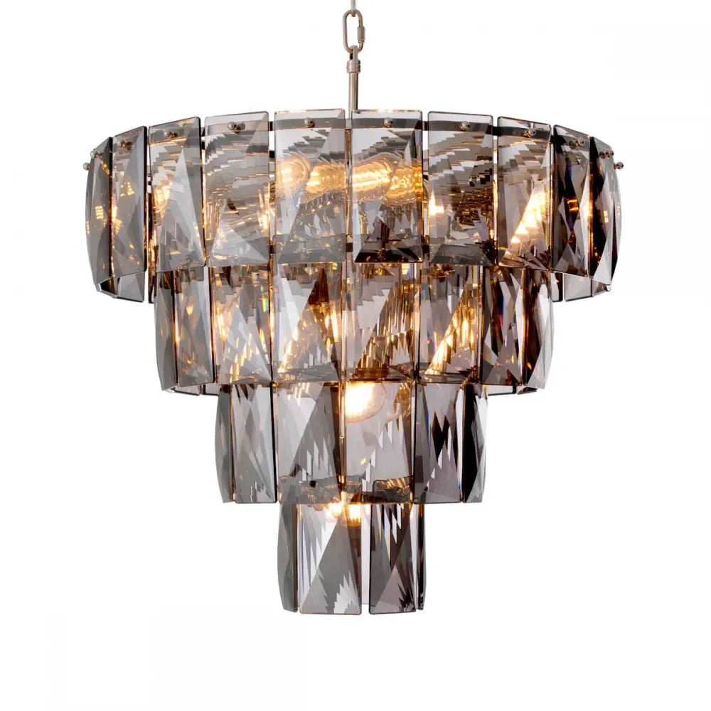 Candelabru din Metal Argintiu si Cristal Fumuriu H65xD60cm Amazone S Eichholtz