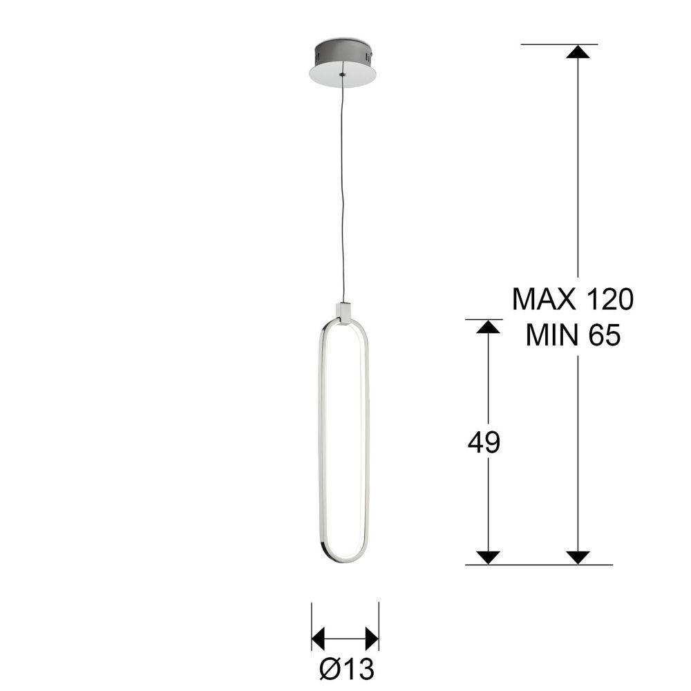 Pendul cu inaltime reglabila din Metal Argintiu cu LED D13xH150cm Colette