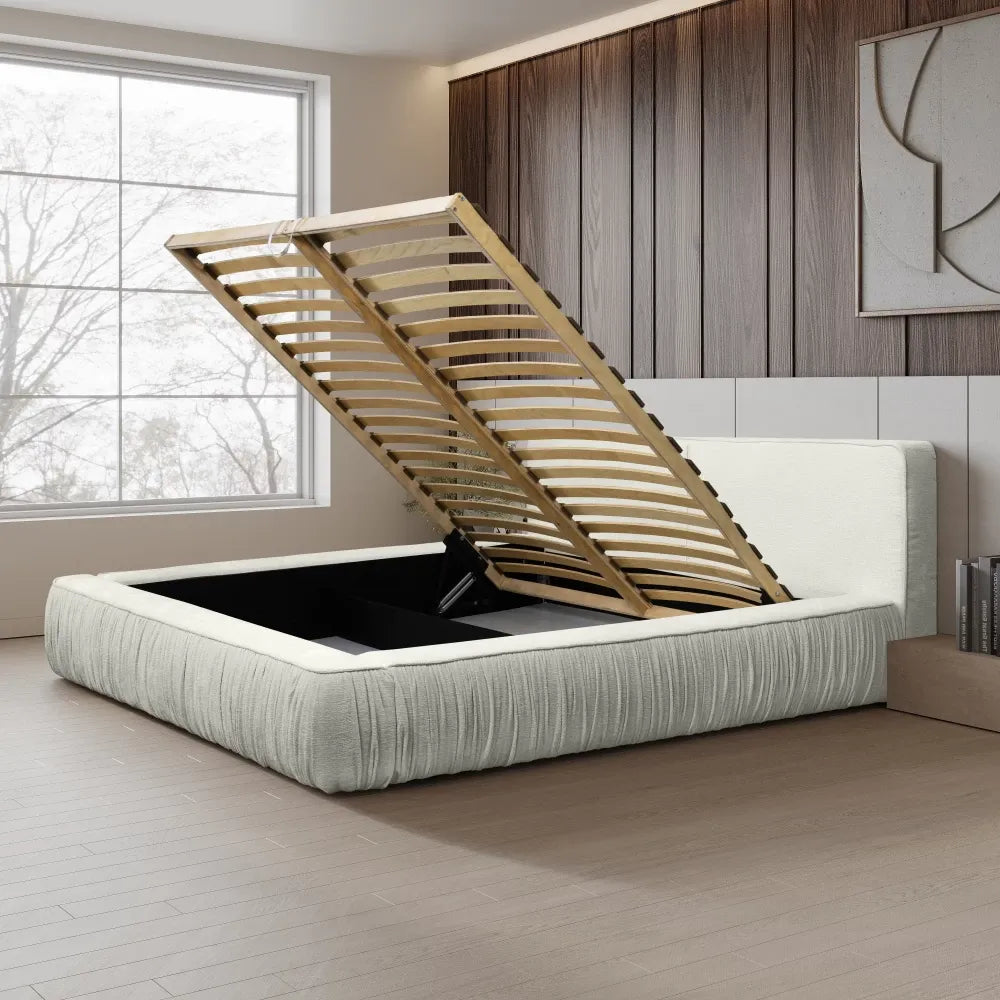 Pat 140x200cm tapitat cu Chenille Crem Naomi