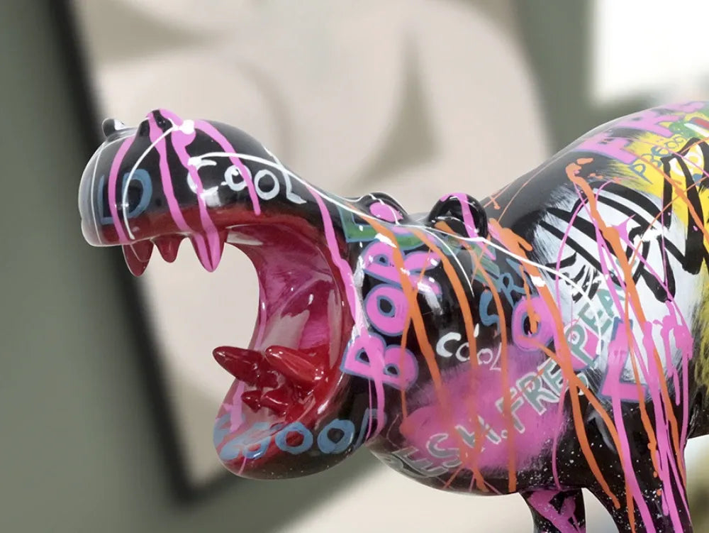 Figurina decorativa din Polirasina Multicolor L18xH34cm Hippo