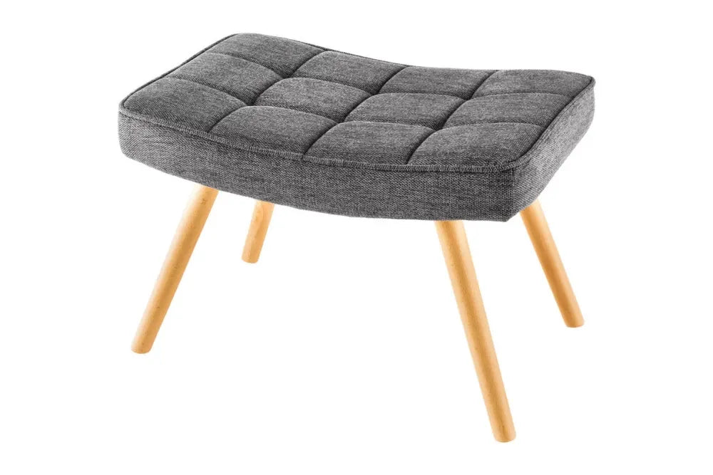 Puf din Lemn de fag Maro si Stofa Gri H39xL60cm Scandinavia