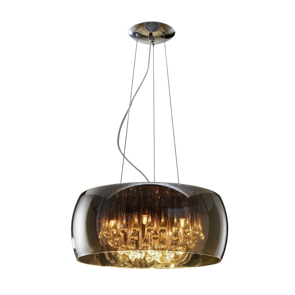 Lustra rotunda cu inaltime reglabila din Sticla Negru cu 6 becuri D50xH140cm Argos