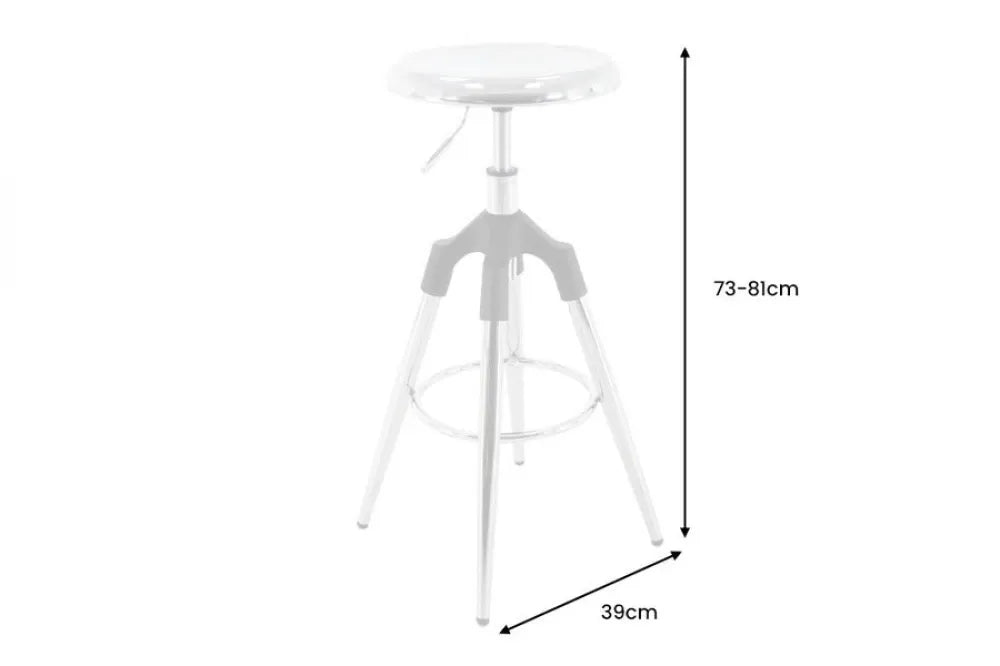 Scaun de bar din Metal Argintiu periat H81xL39cm Industrial