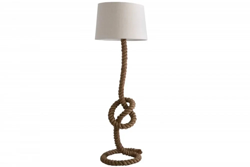 Lampa de podea din Abaca Maro si Textil Crem H158xD46cm Seven Seas