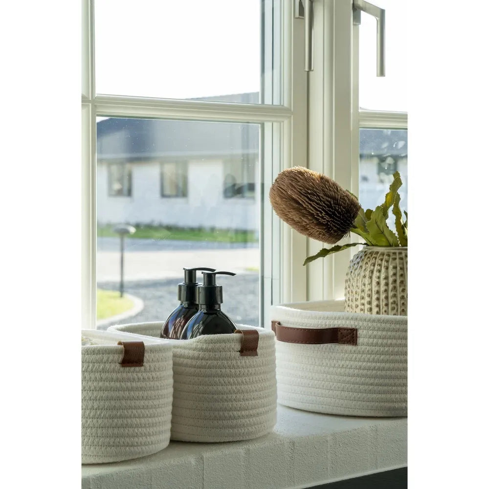 Set 3 cosuri depozitare din Bumbac Alb H11/11/13xL16/16/25cm Jarana