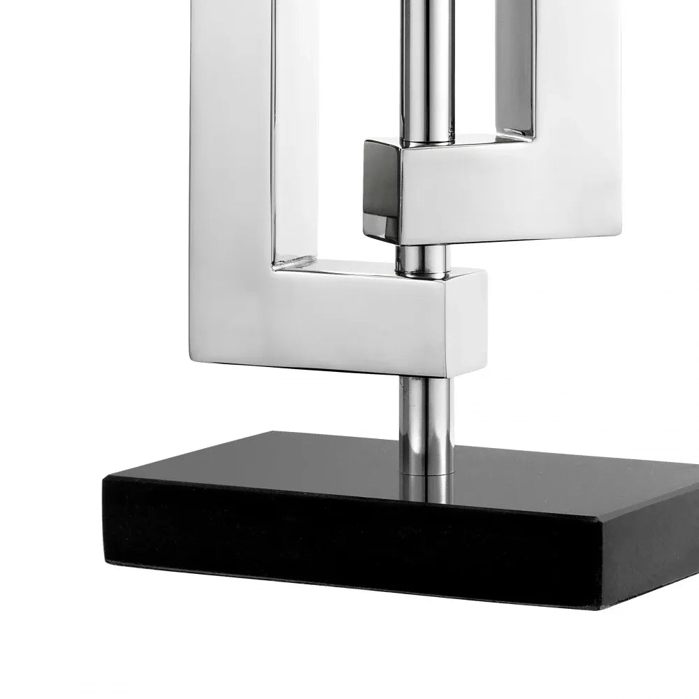 Veioza din Metal/Granit Argintiu/Negru si Stofa Alb H64xL40cm Leroux Eichholtz