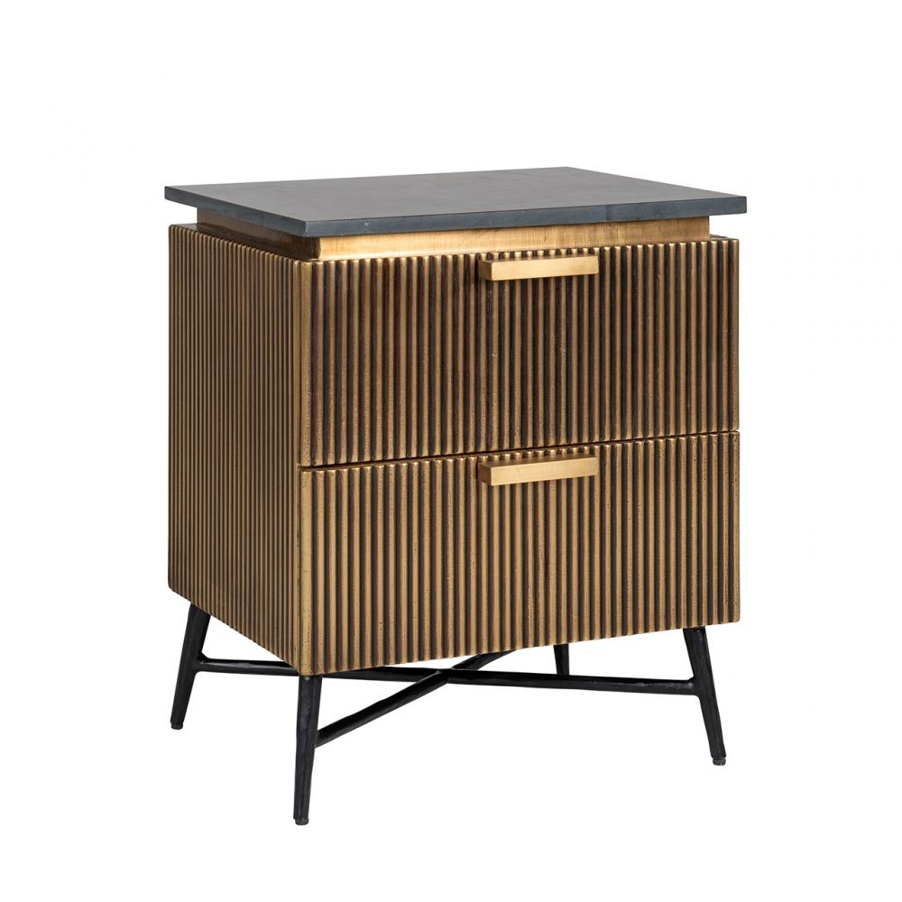 Noptiera din Marmura si MDF Negru/ Maro L50xH58cm Ironville Richmond Interiors