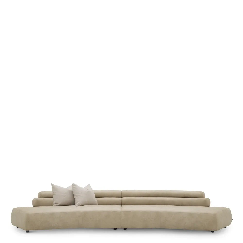Canapea tapitat cu Piele artificiala Bej L140xAxH66cm Marvella Eichholtz