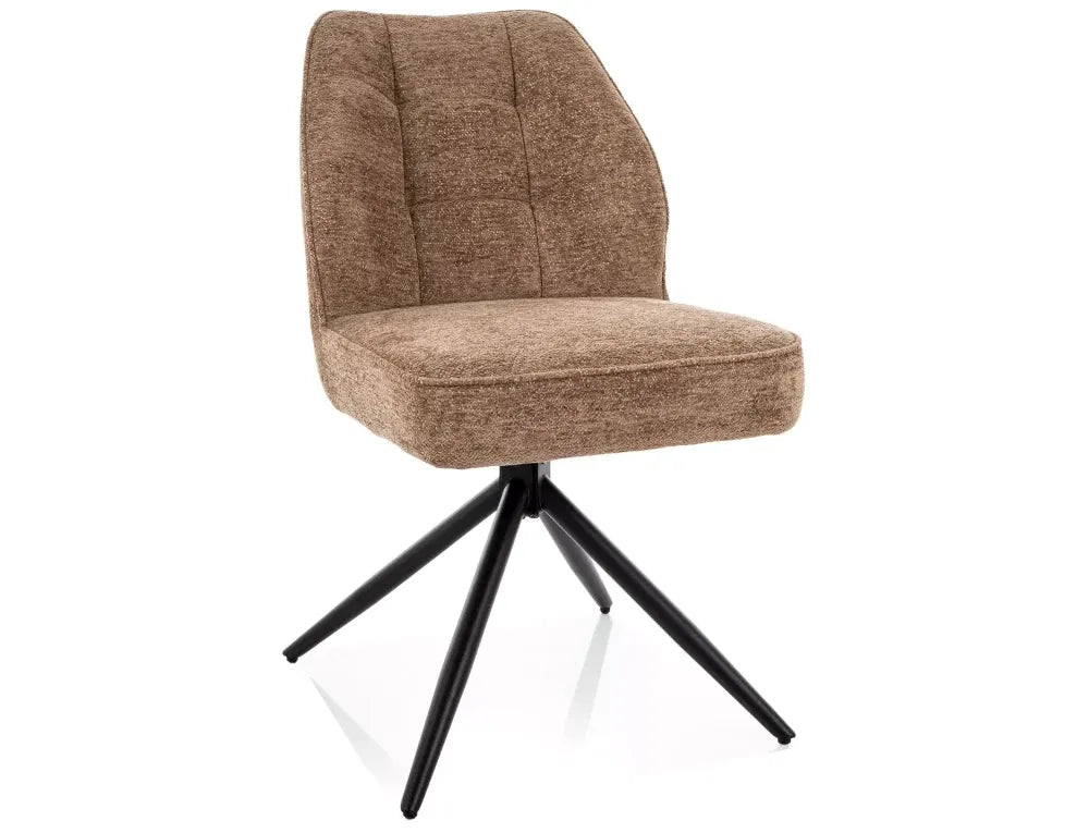 Set 2 Scaune rotative din Stofa Maro si Metal Negru H83xL49xA63cm John