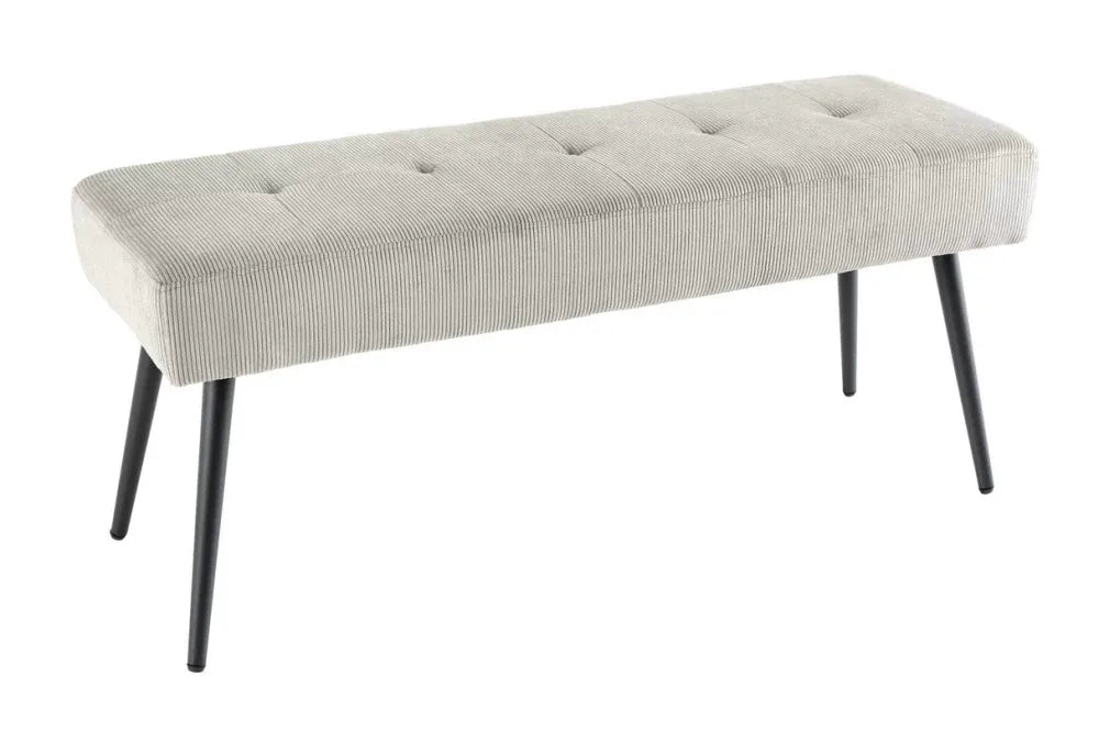 Bancheta din Metal Negru si Catifea raiata Gri deschis H42xL100cm Boutique