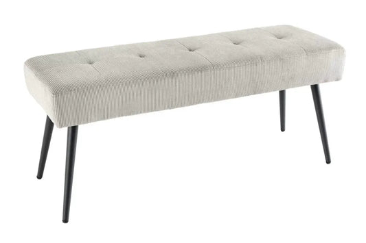 Bancheta din Metal Negru si Catifea raiata Gri deschis H42xL100cm Boutique