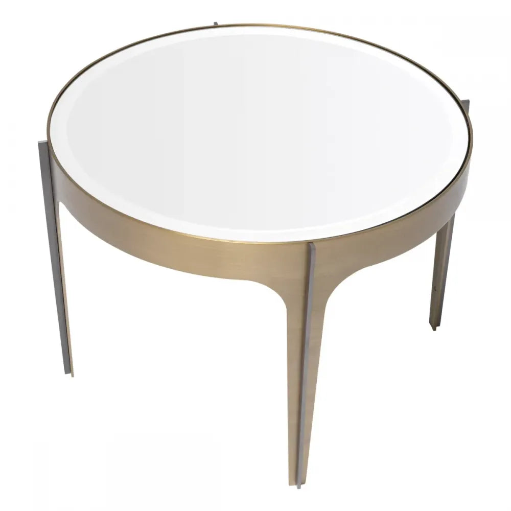 Masuta laterala Rotunda din Otel inoxidabil Alama si Oglinda D64xH43.5cm Artemisa Eichholtz