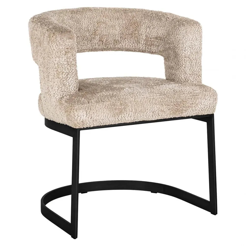 Scaun tapitat cu Stofa be lovely Bej cu picioare din Metal Negru H78xL64xA60cm Ellis Richmond interiors