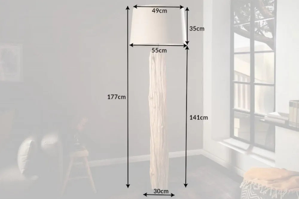 Lampa de podea din Lemn Bej si Textil Bej H177xD55cm Rousilique